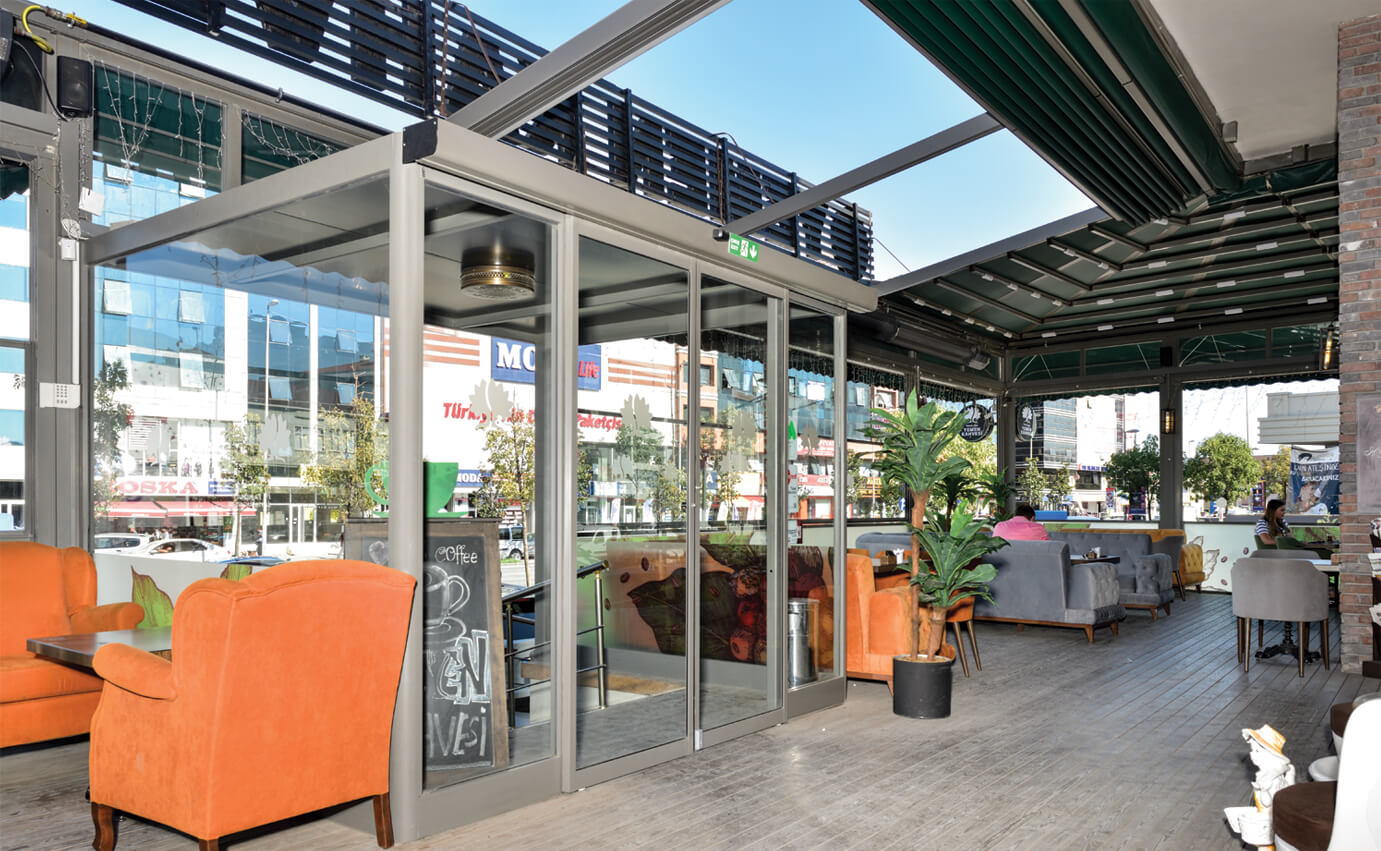 koruklu tente gi yoti n cam rayli tente istanbul esenyurt yemen kahvesi projesi rolling roof rayli tente pergola membran asma germe otopark sistemleri